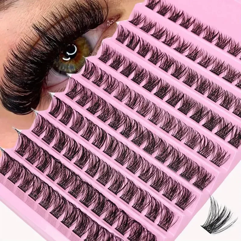 120pcs Wispy Lash Clusters - Natural Look D Curl Individual Lashes, 8-16mm Fluffy Extensions