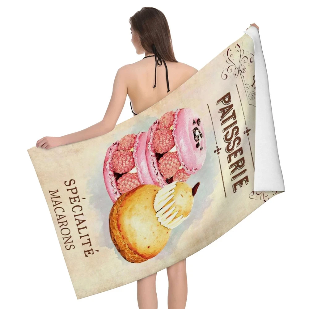 Dessert Bath Towel Cake Pastry Print Beach Towel Soft Shower Quick Dry Swimming Cover Travel Sport Spa Hand Towels for Girl