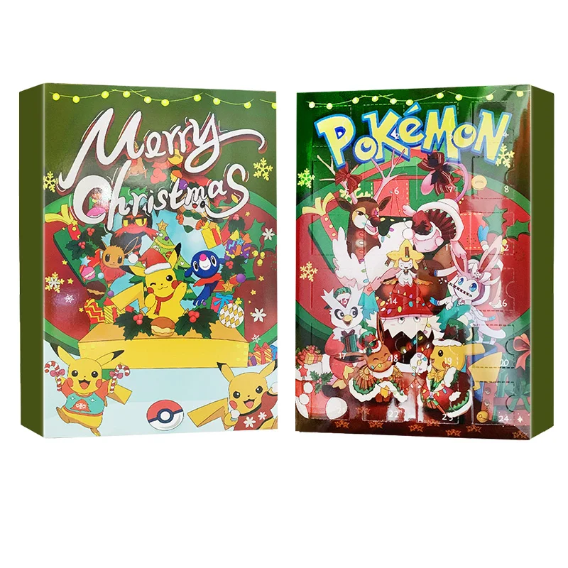 شخصيات لعبة Pokemon Kawaii Pikachu للأطفال ، صندوق فارغ ، تقويم مجيء عيد الميلاد ، أحمر ، أخضر ، أصفر ، هدية عيد الميلاد ، أولاد ، بنات ، فارغة