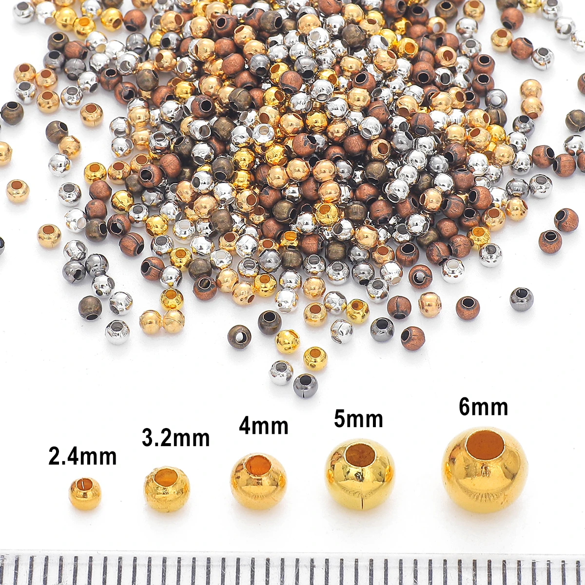 

2.4/3.2/3/4/5/6mm Perforated Iron Ball Crimp End Beads For Jewelry Making DIY Bracelet Necklace Accessories 100-1000pcs