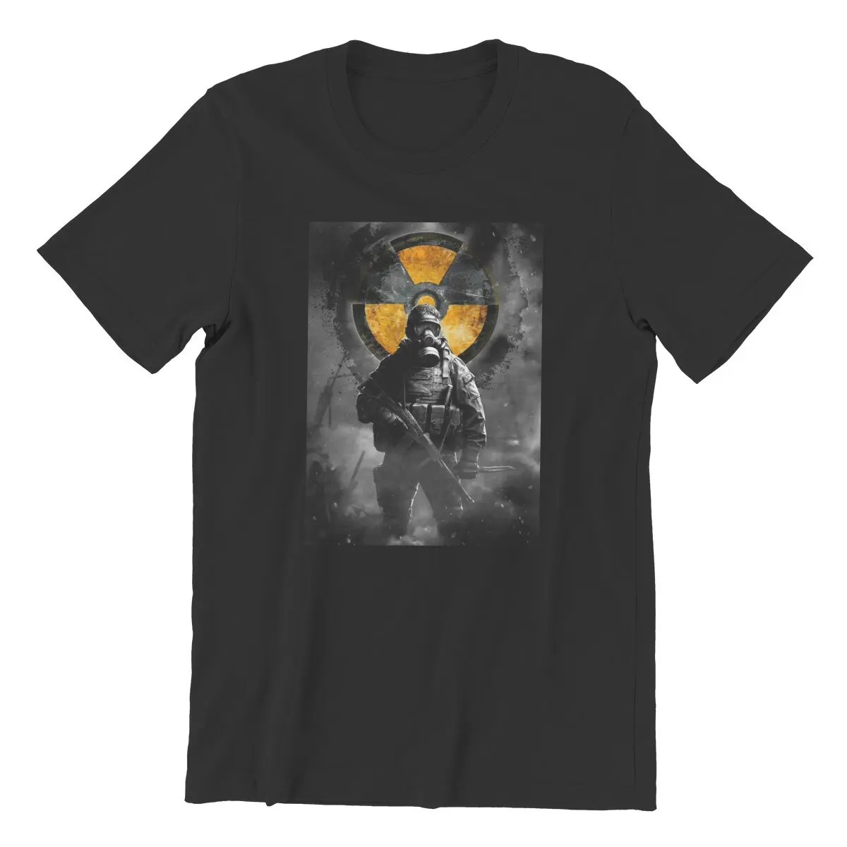 Soldier in gas mask video game stalker Shadow of Chernobyl pc game printed T-Shirt 100% Cotton plus size mens graphic tshirts