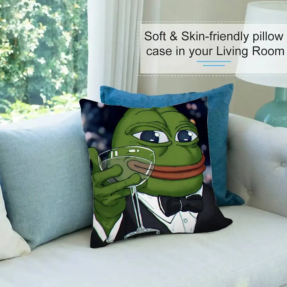 مضحك P-Pepe الضفدع حزين كيس وسادة رمي غطاء وسادة الشمال خمر نمط وسادة تغطي غرفة المعيشة المنزلي أريكة الأريكة مقعد ديكور