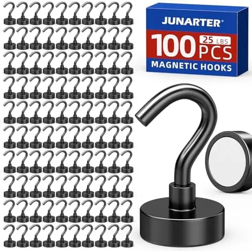 

Набор из 100 черных магнитных крючков - выдерживают нагрузку до 25 фунтов, для кают круизных лайнеров и домашнего декора - сверхпрочные магнитные крючки