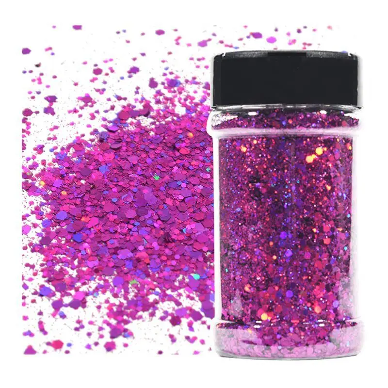 100 g superglänzendes holografisches klobiges Glitzerpulver zum Basteln von Epoxidharzbechern