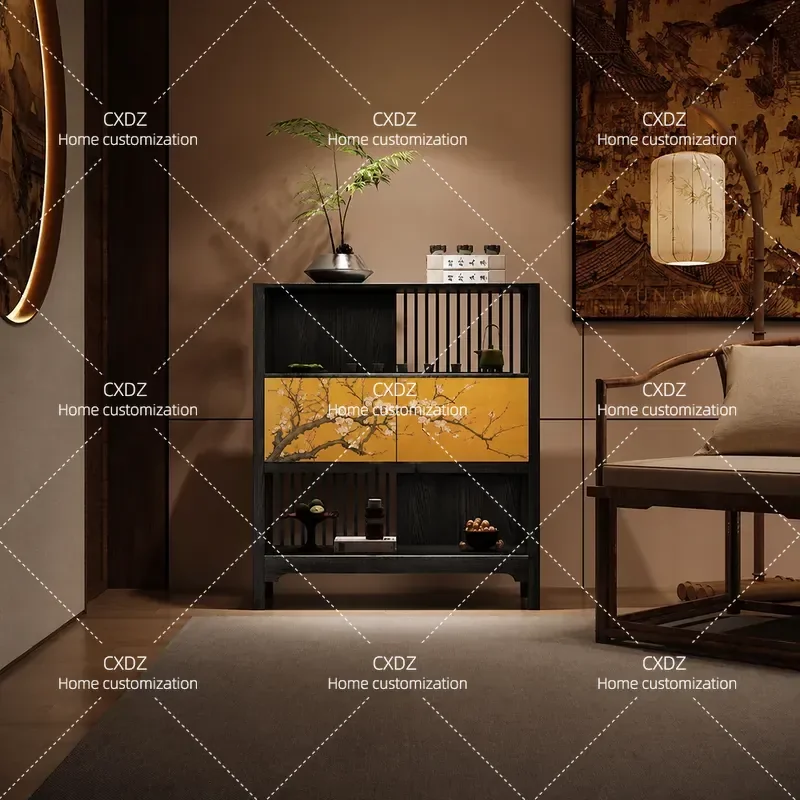 Song-style aesthetics, dining side cabinet, locker, solid wood side cabinet, tea storage cabinet, tea room integrated living