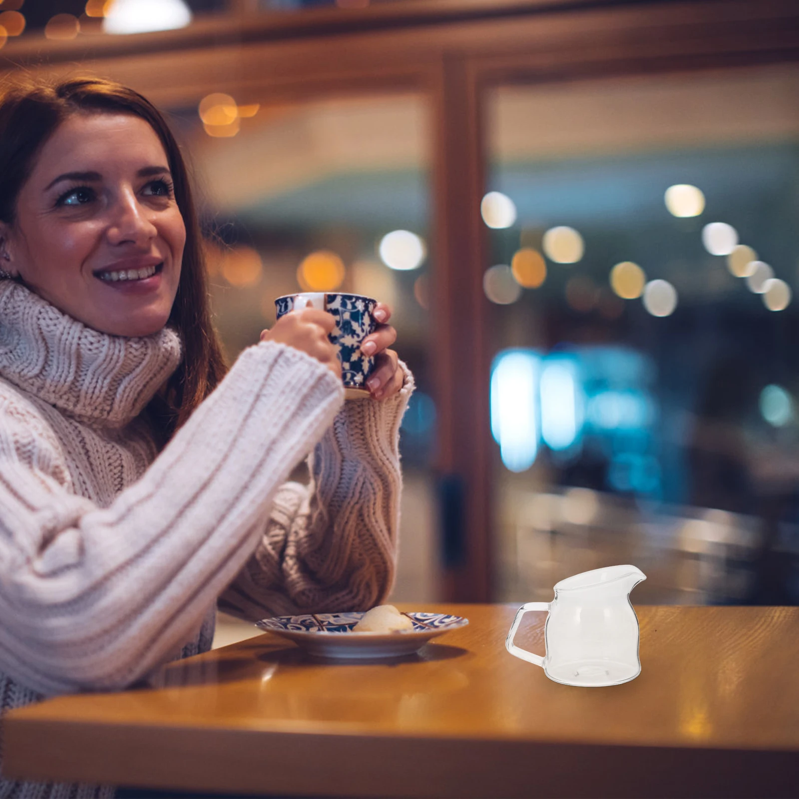 

Ergonomic Glass Coffee Cup 400Ml Multi-Function Drinking Mug for Breakfast Tea Water Supplies Transparent Pitcher Cup