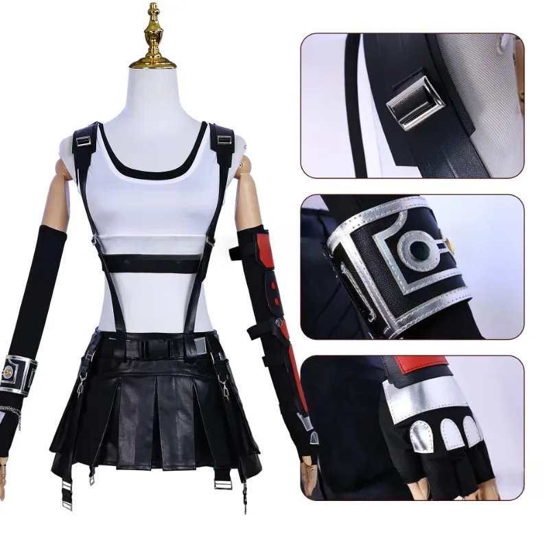 

Game Tifa Costume Cosplay Props Accessories Festival Party Carnival Dress Up Women Top Skirt Nine-piece Setx;8's,6;