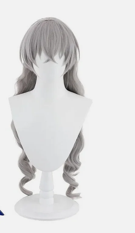 Game Honkai Star Rail Bronya Cosplay Wigs 75cm Silver Gray Wavy Synthetic Hair