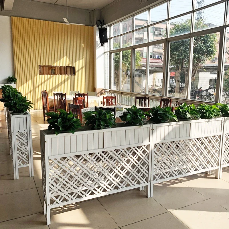 Create balcony small garden floor-to-ceiling flower stand restaurant partition fence white plant display frame outdoor courtyard