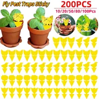 10-200PCS Double-sided Insect Catcher Fly Sticky Trap Board Flycatcher Sticker Plate Pest Traps Bugs for Garden Plant Protection