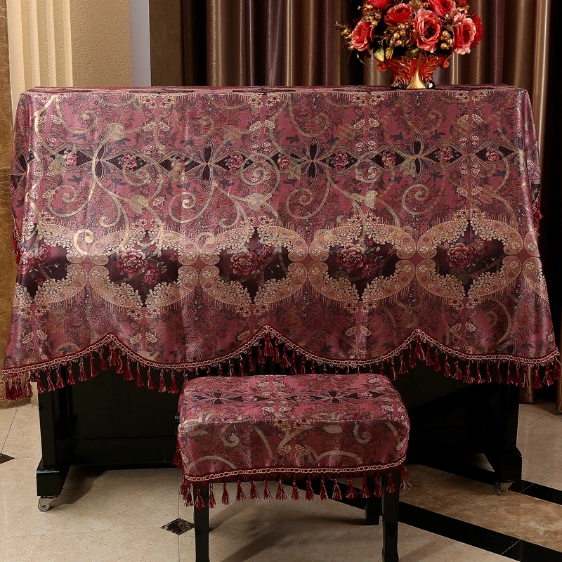 

Piano full cover pastoral fabric dustproof moisture-proof piano half cover stool cover