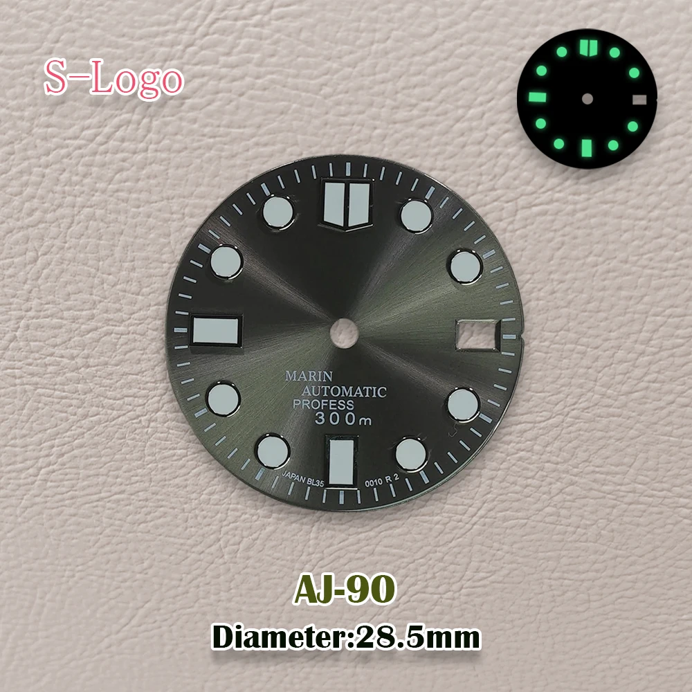 28.5mm S Logo NH35 Watch Dial Modification Parts With Sun Pattern Dial And Bright Accessories Suitable For NH35 Movement Repair