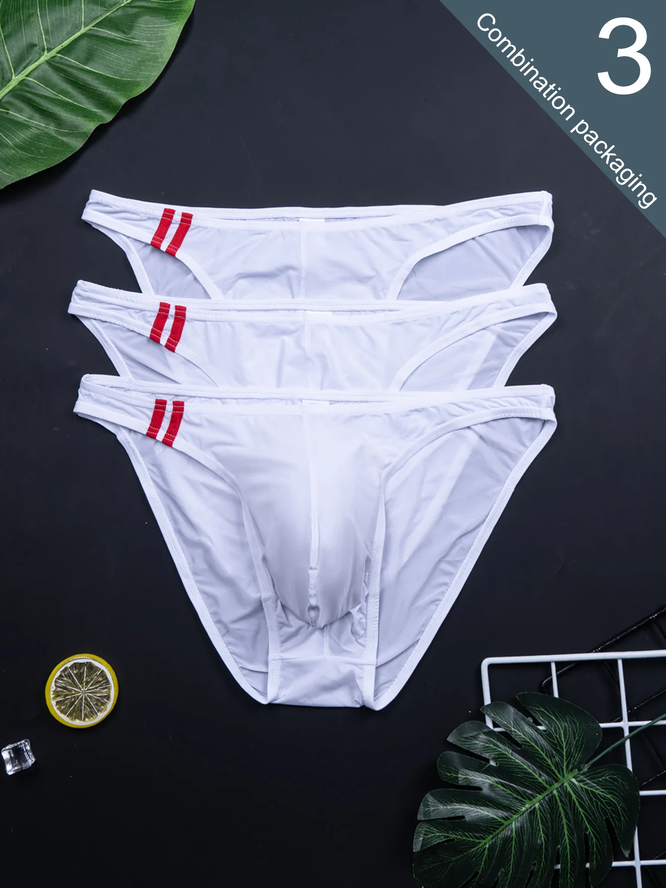 3-Pack Men's Solid Color Quick-Dry Briefs, Men's U-Shaped Close-Fitting Briefs, Men's Solid Color High-Elastic Breathable Comfortable Briefs, Men's Summer Casual Soft Briefs