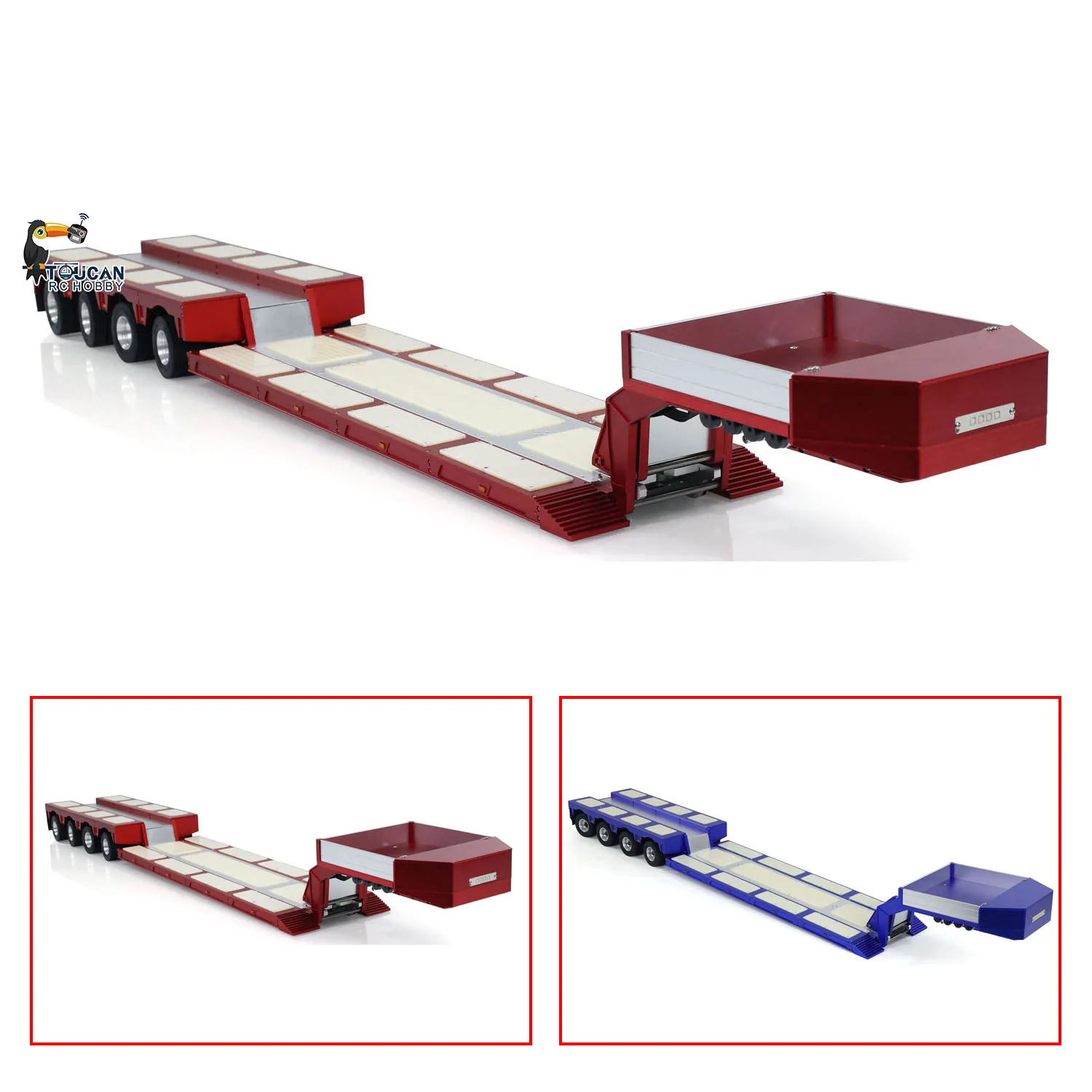 1/14 DG-999 4 Axles RC Heavy Trailer CNC Gooseneck Trailers Spare Part for Toys Remote Control Tractor Truck Vehicle Cars Model