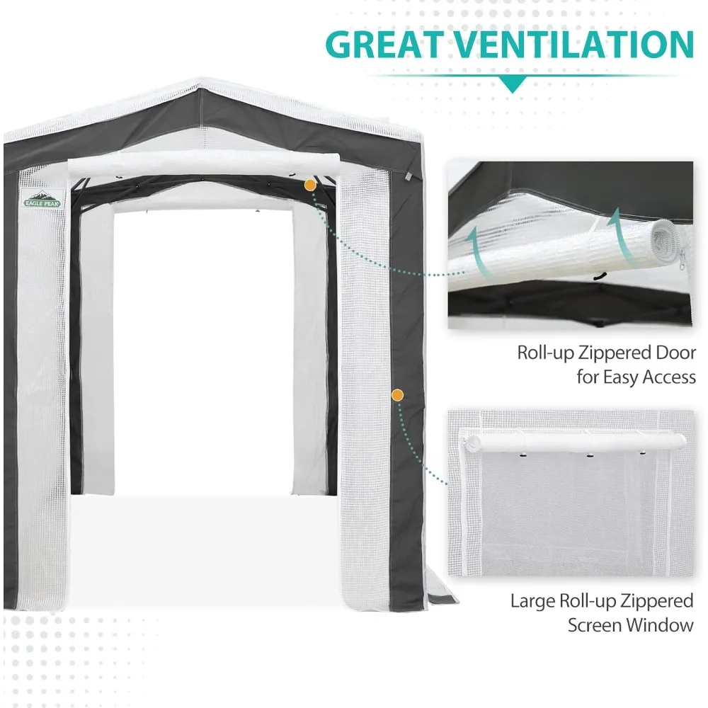 Eagle Peak 8x6 دفيئة منبثقة فورية مع زوايا بوليستر معززة للبستنة الداخلية والخارجية