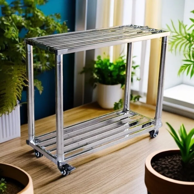 Load-bearing fish tank rack base movable cart aquarium stainless steel flower stand thickened balcony flower rack