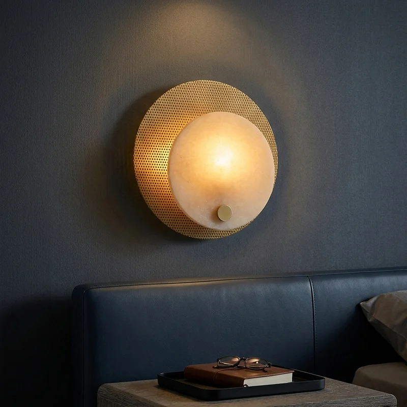 Modern Metal Perforated Circular Orb Wall Bedroom Bedside Hallway Living Room Entryway Corridor Home