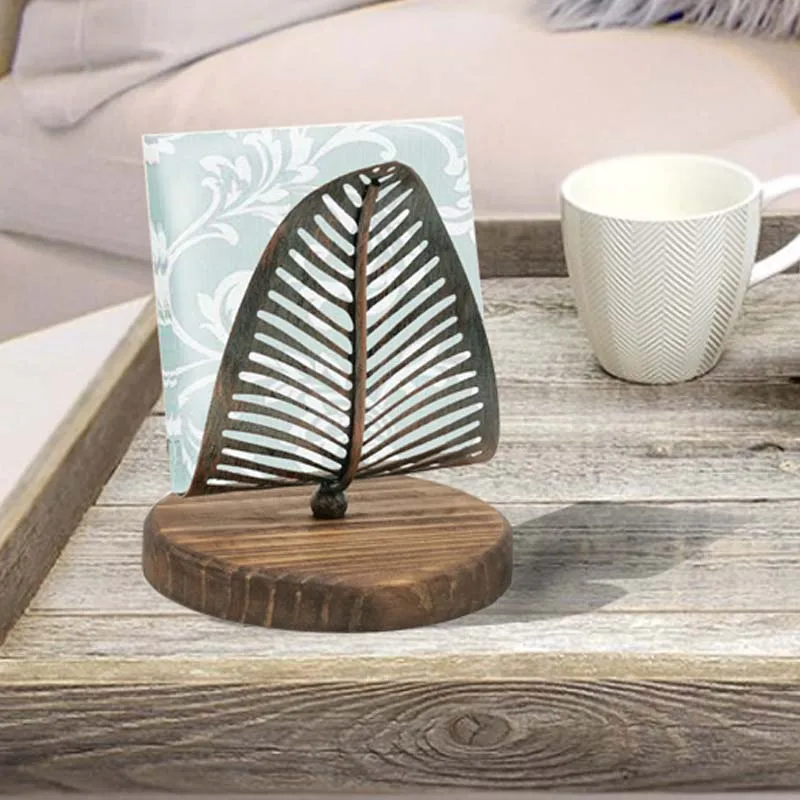 

Vintage Leaf Table Tissue Holder Napkin Rack Stand Metal Art Craft Home Decoration Hotel Restaurant Desktop Cafe Ornaments Gift