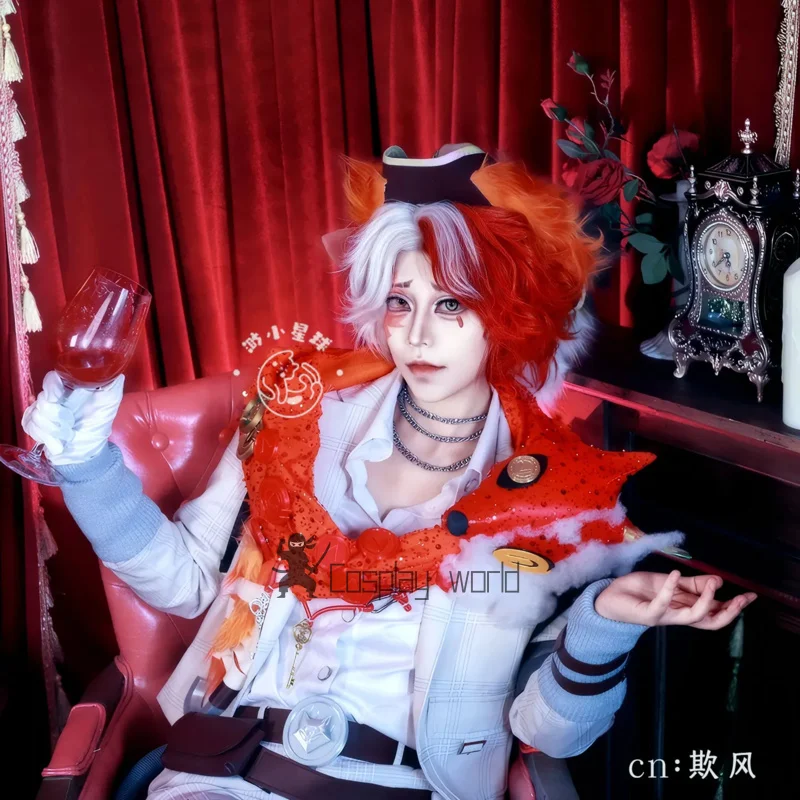 Game Identity V Cosplay Florian Brand‌ Costume Fox scarf white suit Bag prop Outfit Halloween Carnival Party PlayRole Suit view 4