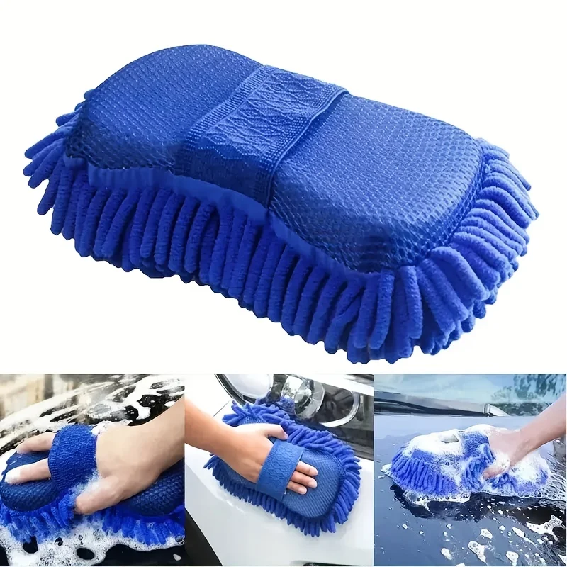 Random Color 1One Pack Microfiber Foam Car Wash Gloves | Anti-Slip Detail Buckle with Reinforced Foam Padding | Durable Car Care
