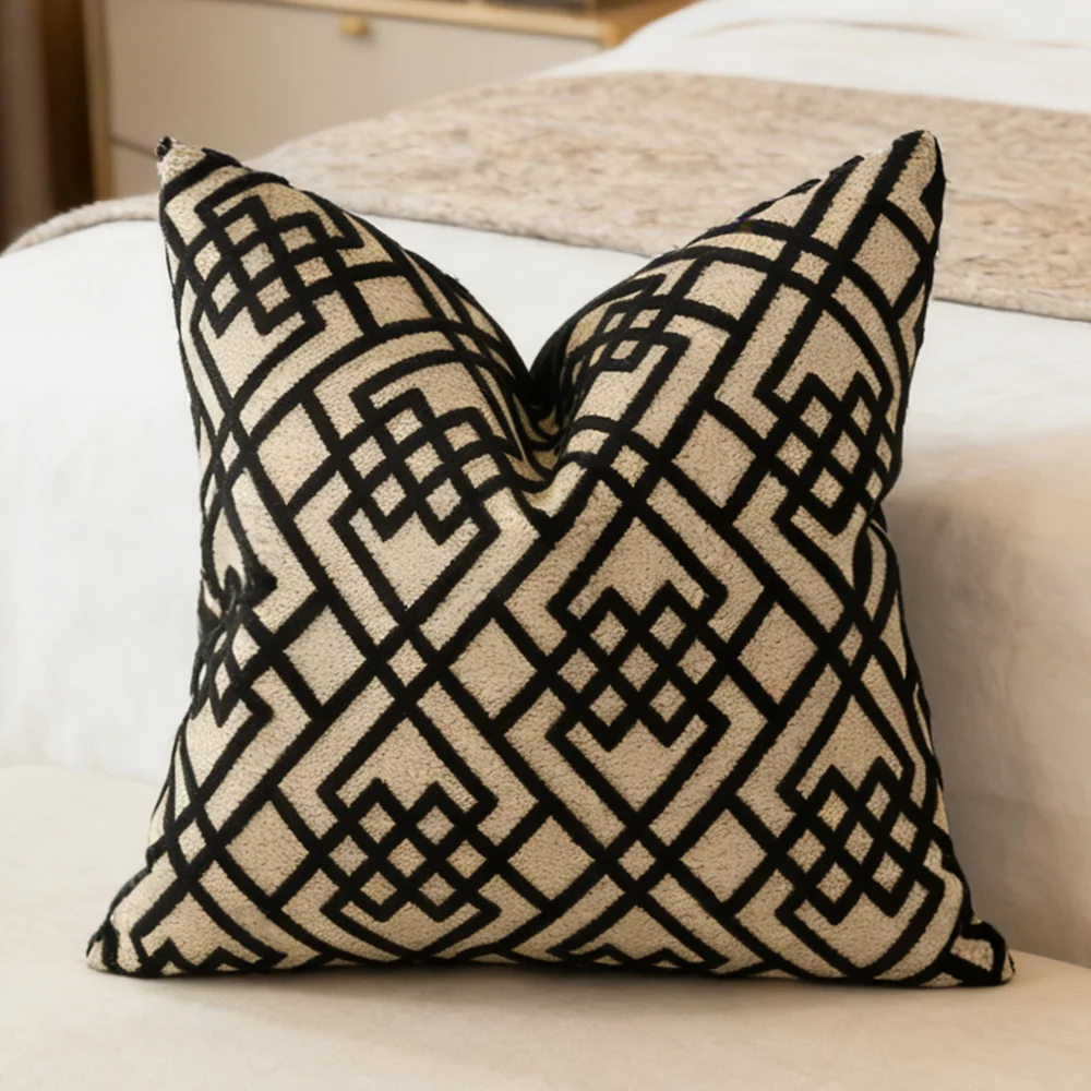 Luxurious Black Fashion Animal Skin Square Sofa Pillow Case 45x45cm Cut Velvet Home Decorative Cushion Cover 1 Piece Pack