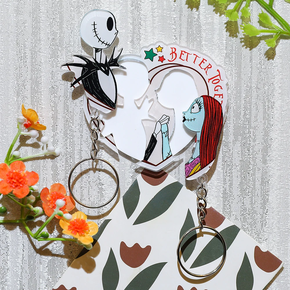 الكابوس قبل عيد الميلاد المفاتيح سالي جاك Skellington هالوين جدار Keyrings حامل مفتاح السيارة لهدايا مجوهرات الزوجين