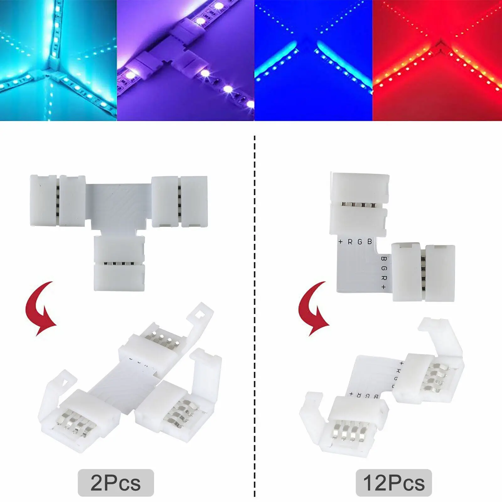 75Pcs/Set 10mm 4-Pin Connector Terminal Splice RGB LED Strip Light Bar Adapter Accessories Kit For 5050 Jumper Wire Connector