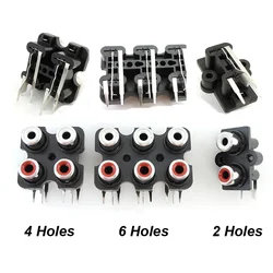 2/4/6 Hole RCA Female Stereo Audio Jack AV Audio Input Socket Connector Lotus Row Amplifier Interface Signal Connection