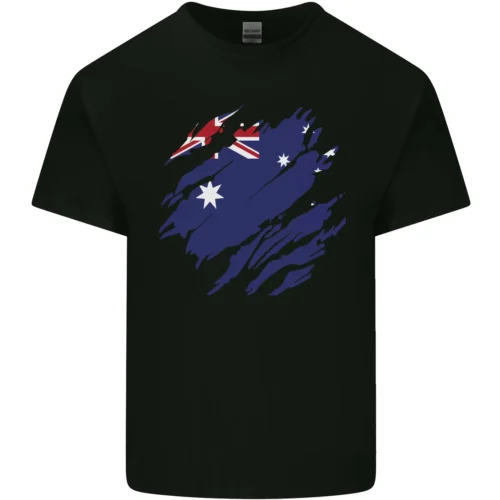 Zerrissen Australien Flagge Australischer Tag Fußball Mens Baumwolle T-Shirt