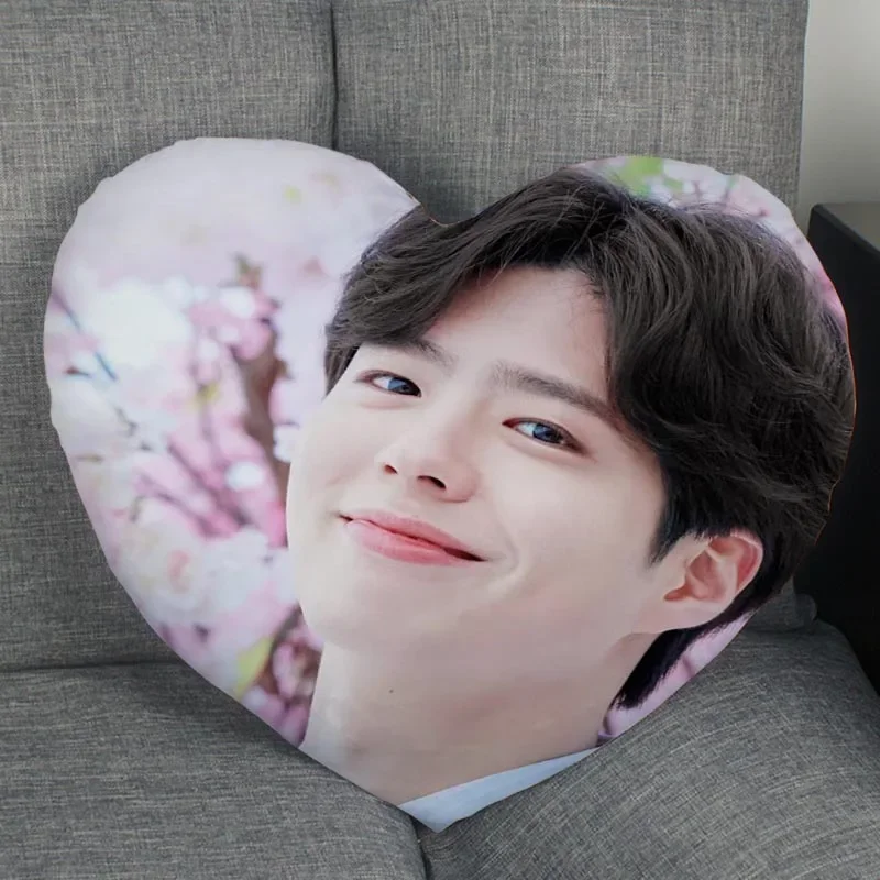 Park Bo Gum Pillow Cover Home Office Wedding Decorative Pillowcase Heart Shaped Zipper Pillow Cases Satin Fabric 0414