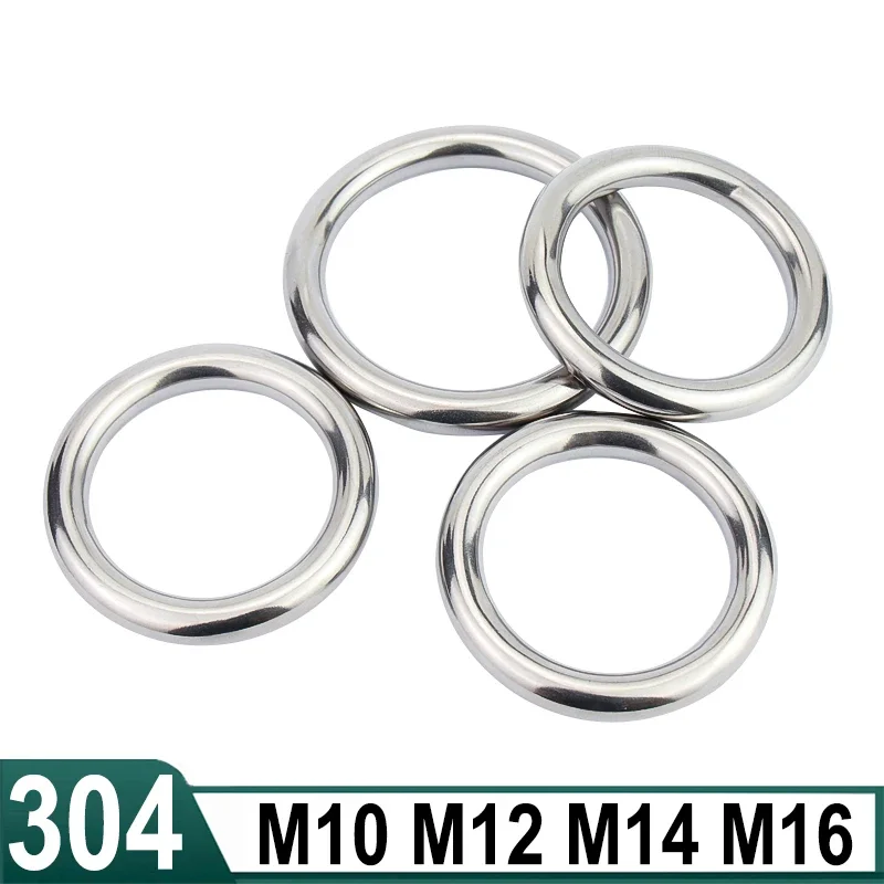 

M10 M12 M14 M16 O-Ring Seamless Welding 304 Stainless Steel Ring Heavy Duty Smooth Solid Multi Purpose Big Ring for Crafts ﻿