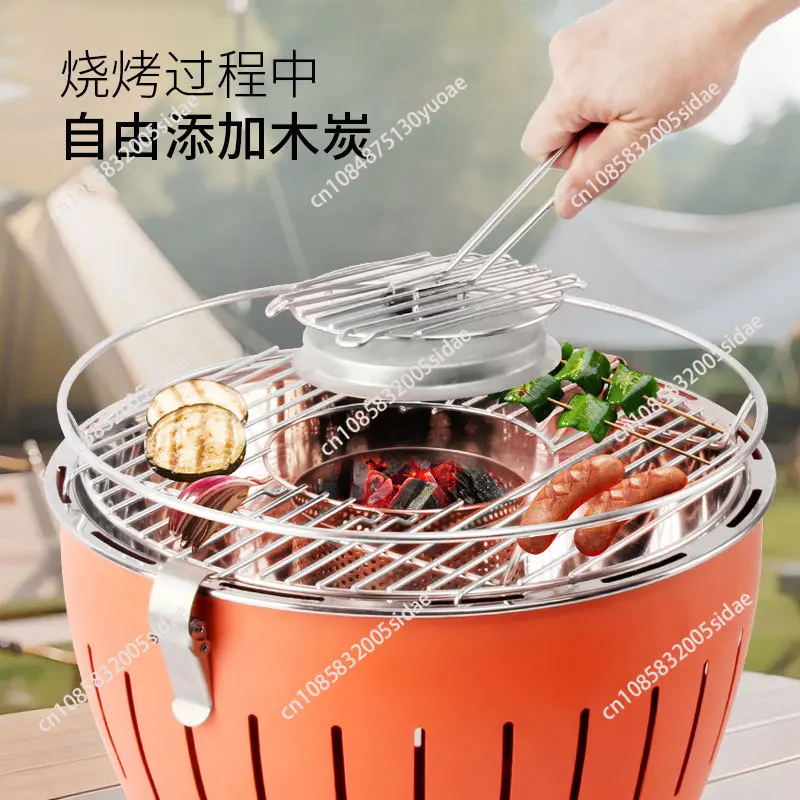 Charcoal Grill Portable Lotus Internal Fan Smokeless Anti Scald High Efficiency Durable Compact for Home Outdoor Barbecue