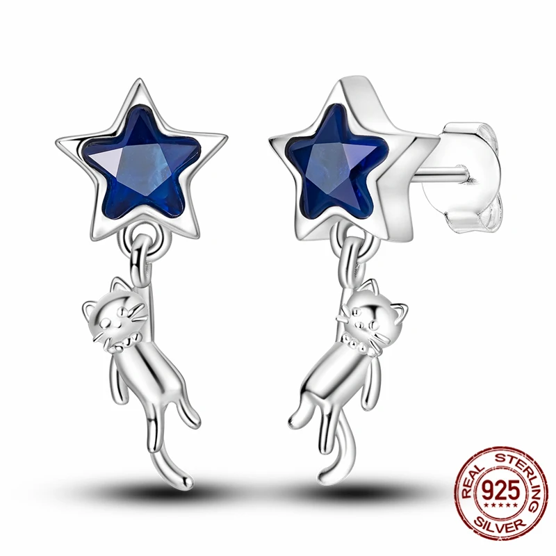 

High-quality S925 sterling silver earrings, women's star earrings, anniversary and wedding jewelry gifts.