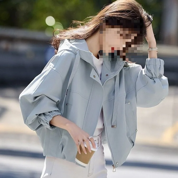 

Женская повседневная укороченная куртка с капюшоном, новая весенне-осенняя свободная куртка-топ