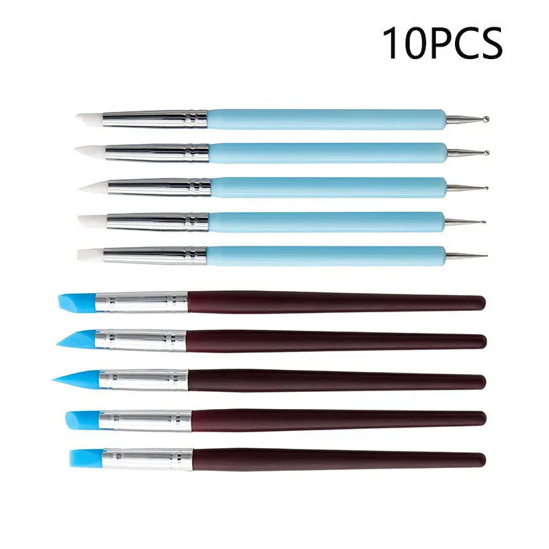 

10-Piece Set Clay Stone Plastic DIY Carving Knife Graffiti Nail Tool Silicone Point Drill Pen