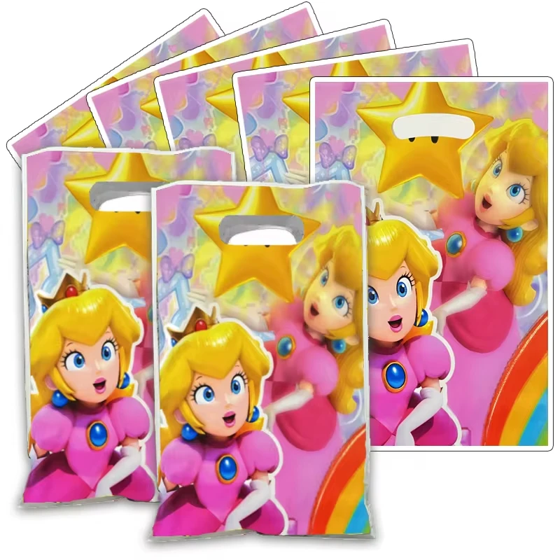 10/20/30/50PCS  Peach Gift Bag Loot Bag Kid Girl Birthday Party Supplies Pink Super Mario Bros Decorations Kids for Party Favors