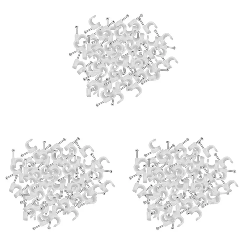 ABMS-900 Pieces Cable Staples Clip Wall Wire Nail Fixture For Ethernet Cable Rg6 Rg59 Cat5 Cat6 Rj45 Tv Wire Cable 7Mm White