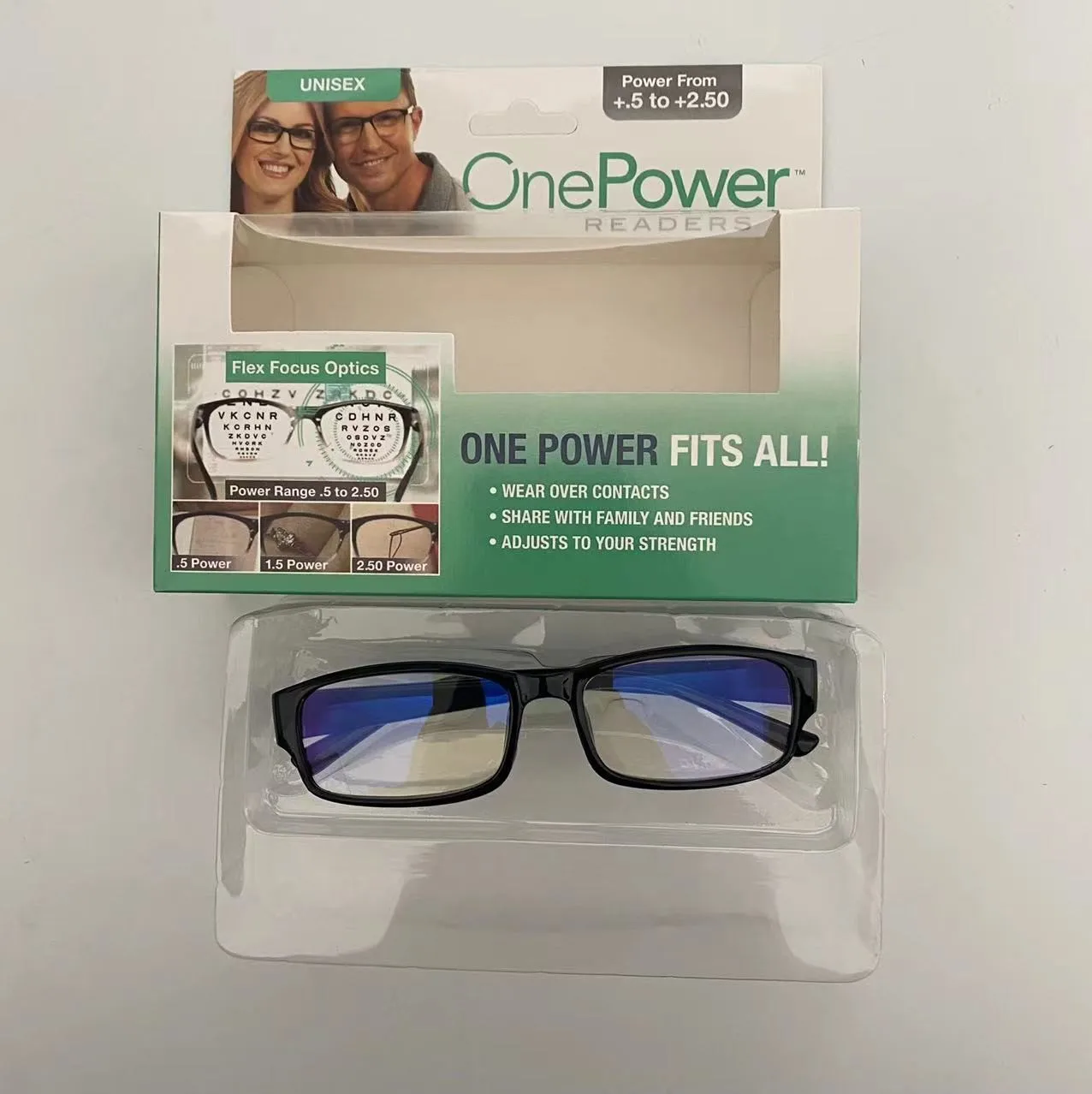 Adjustable Multifocal Reading Glasses Focus Auto Adjusting Optic One Power Readers Reading Glasses Ranges from 0.5 to 2.75
