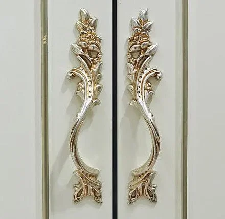 

3" 3.75" Shabby Chic Pair Cabinet Handles Antique Silver Brass Dresser Pulls Drawer Pull Handles Ornate French Door Handles