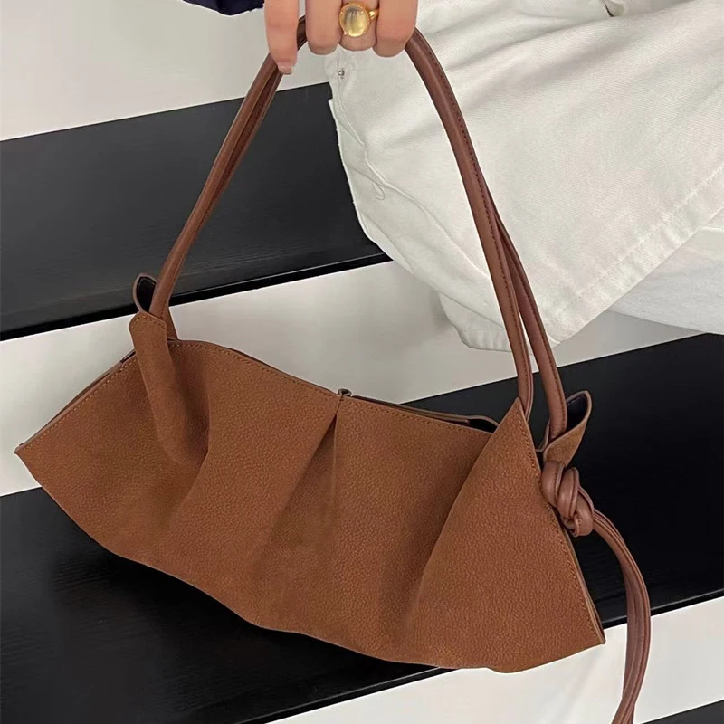 

Retro Pleated Ladies Handbag New Versatile Fashion Commuter Underarm Bag Suitable Autumn Winter Texture Shoulder Bag Storage Bag