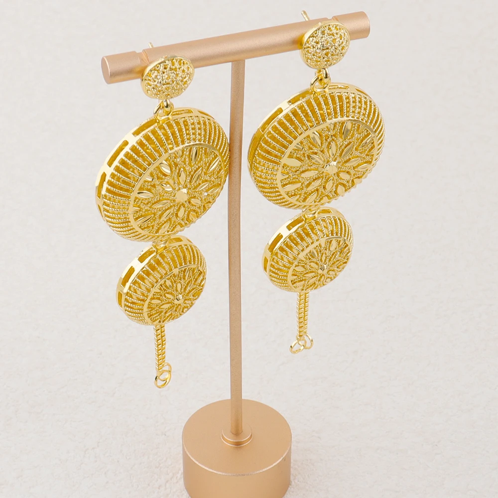 

Indian Stainless Steel Jewelry Sets for Women, Dubai Gold Necklace Earrings Bridal Gift, Wedding Party Jewellery Woman Accessory