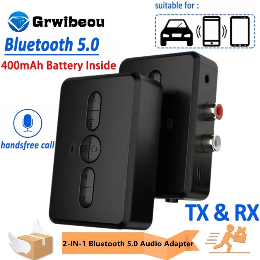 بلوتوث 5.0 استقبال الصوت الارسال RCA 3.5 مللي متر AUX جاك الموسيقى ستيريو 400mah محول لاسلكي يدوي دعوة لسيارة PC TV #2