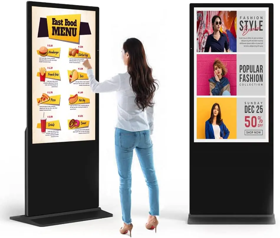 100/75/55 inch Indoor Touch Screen LCD Outdoor Advertising Totem Kiosk CMS Software LED Screen Digital Signage and Displays