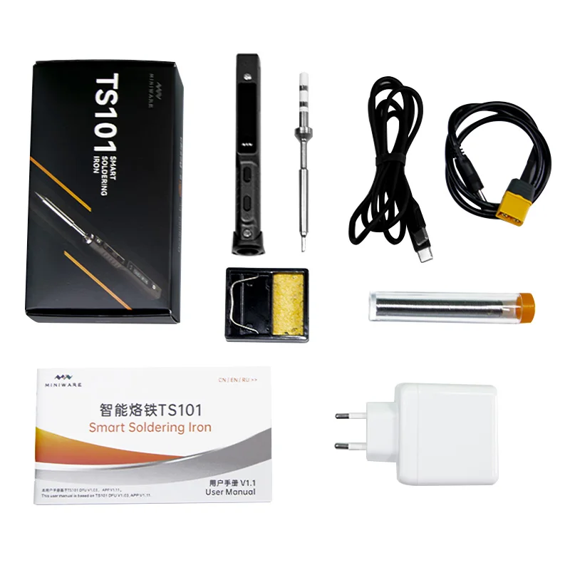 Original TS101 TYPE-C Electric Soldering Iron Adjustable Temperature Portable Digital Solder Station Tip PD3.1 90W TS100 Upgrade