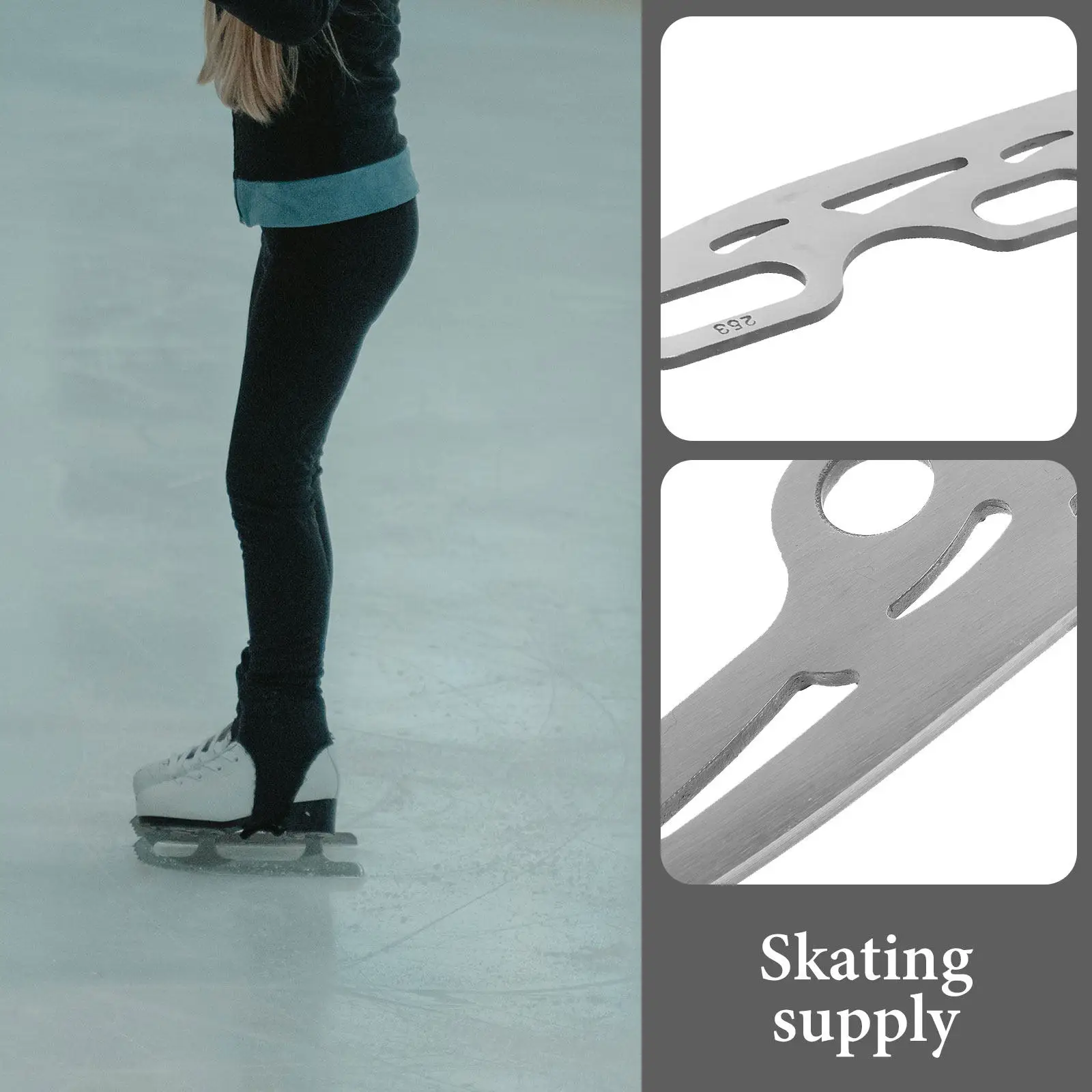 

1Pair Durable Stainless Steel Ice Hockey Skating Blades Replaceable Skating Shoe Blades Practical Replacement for Figure Hockey