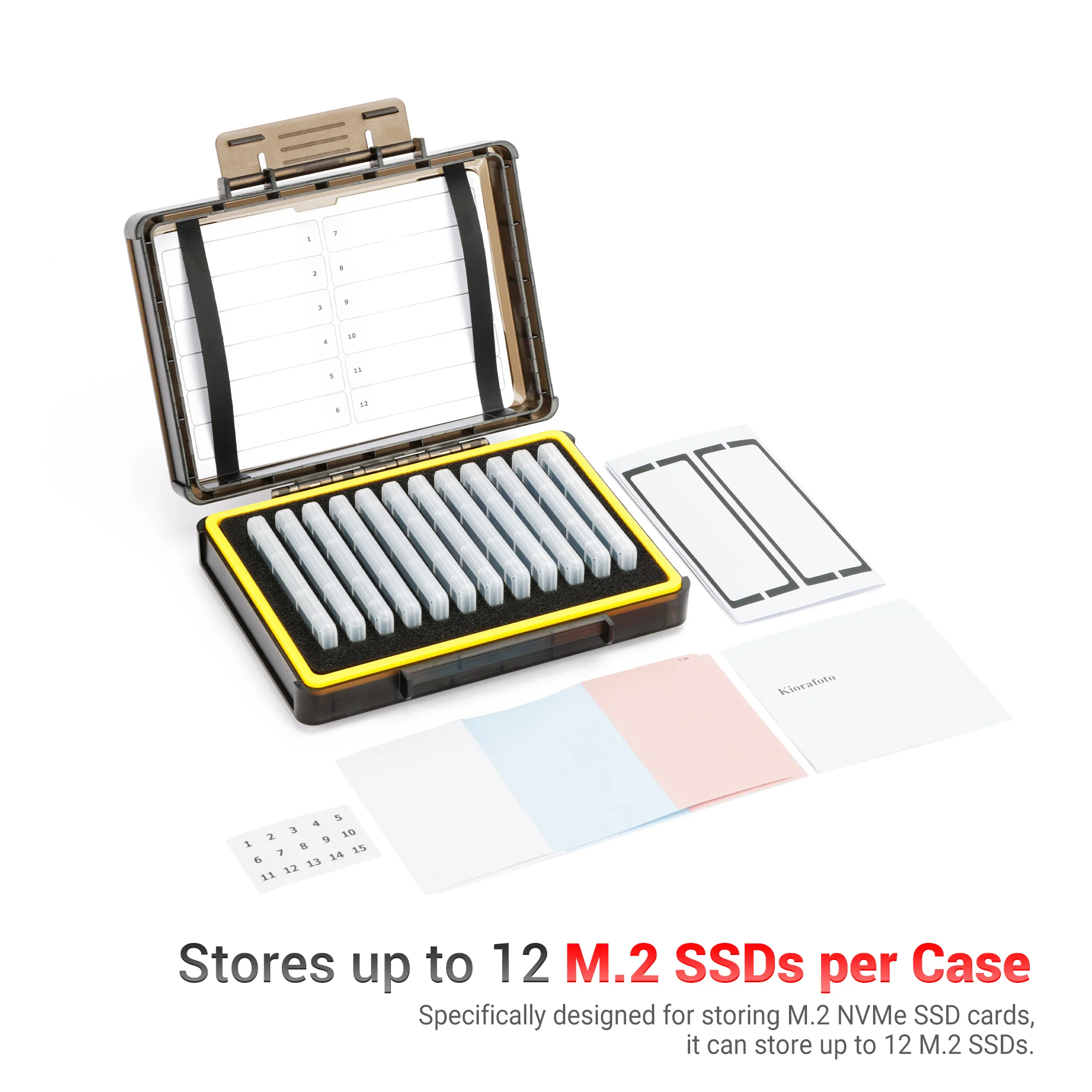 Dual Protect Hard M.2 SSD Holder Water-Resistant & Shockproof with 12 PCS M.2 NVMe Case for M.2 2280 2260 2242 2230 SSDs Storage