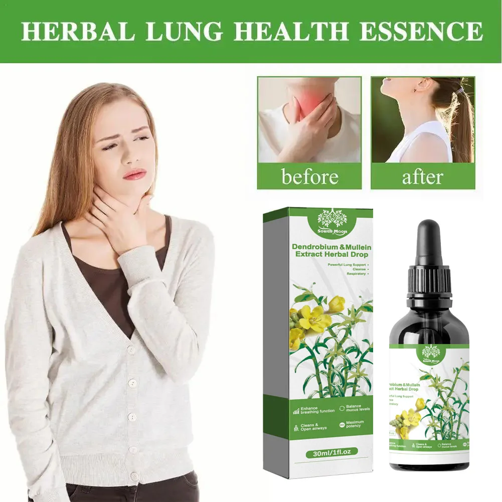 Dendrobium & Mullein Extract - Powerful Lung Support USA & Respiratory & - Made Drops - Cleanse In Herbal