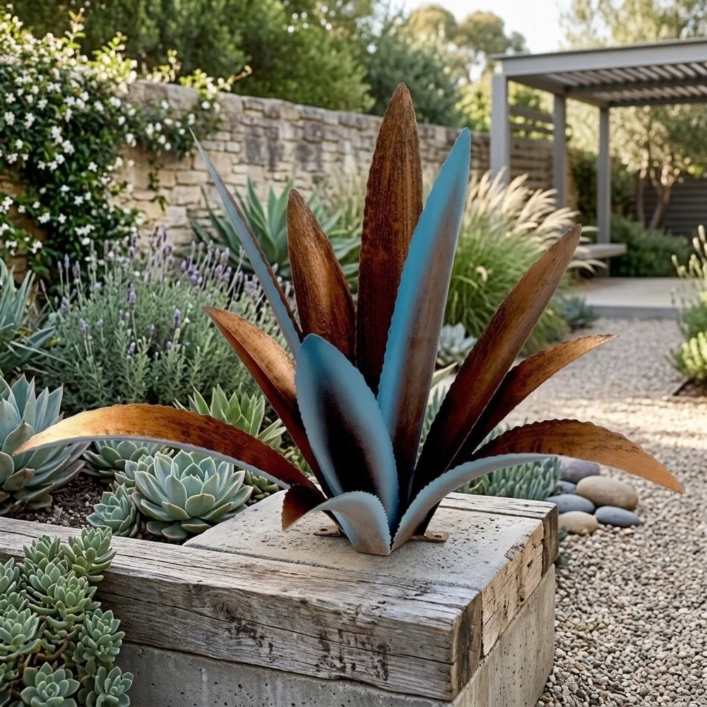 Metal Agave for sculpture for Outdoor Garden Art Lifelike Decorative Piece for Patios and Lawns and Low Maintenance
