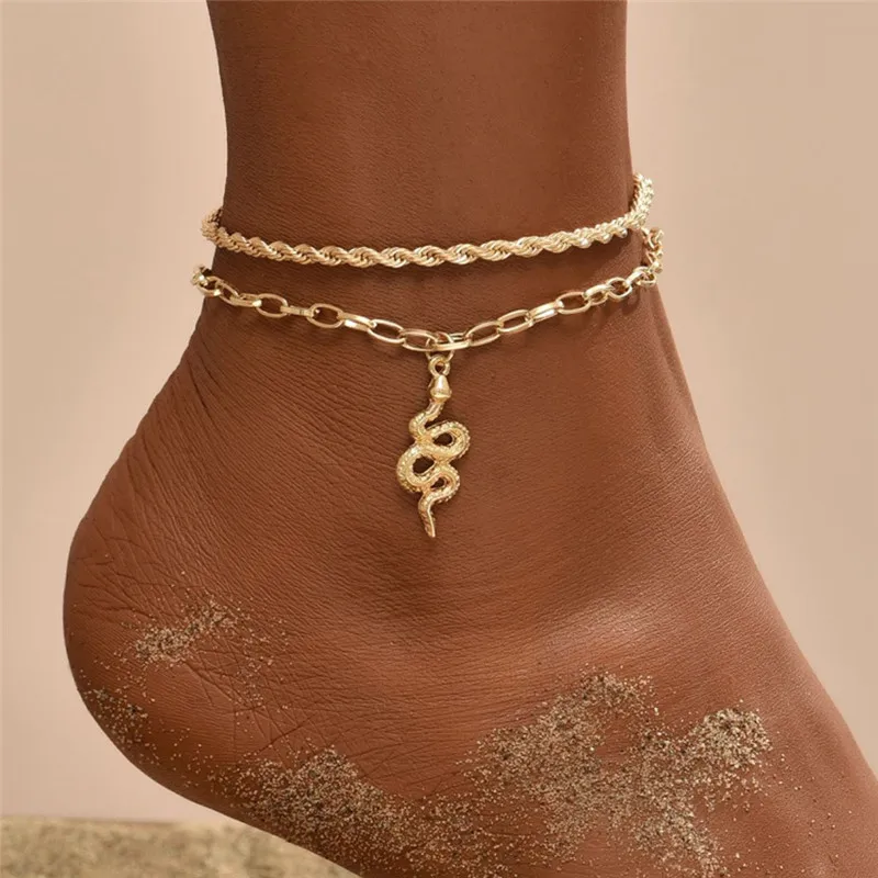 2pcs Simple Elegant Copper Anklets for Women, Beach Ready