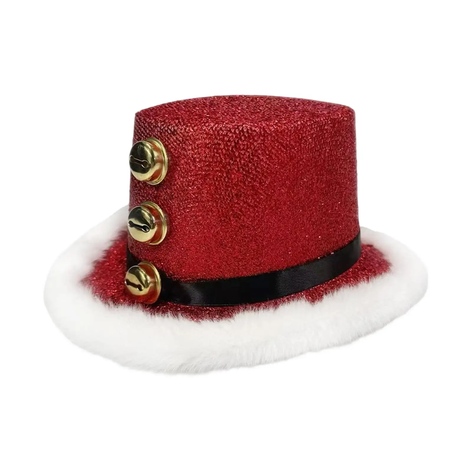 

Christmas Top Hat Plush Brim Santa Hat Christmas Costume Accessories Headgear for Winter Masquerade Dressing up Themed Party